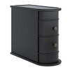 Resenkos Wood End Table, Narrow Side Table Nightstand with 2 Drawers Black - 2 of 4