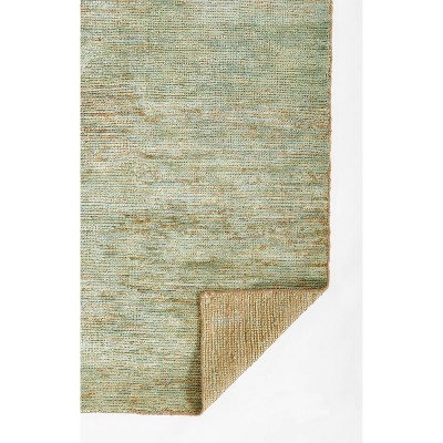 Green Hand-Knotted Abstract Cotton Runner Rug