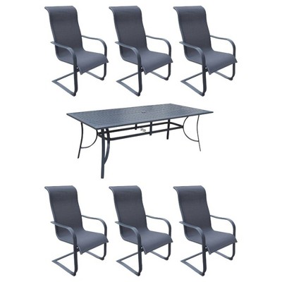 Santa Fe 7pc Spring Chair 72" Rectangle Dining Set - Dark Gray - Courtyard Casual