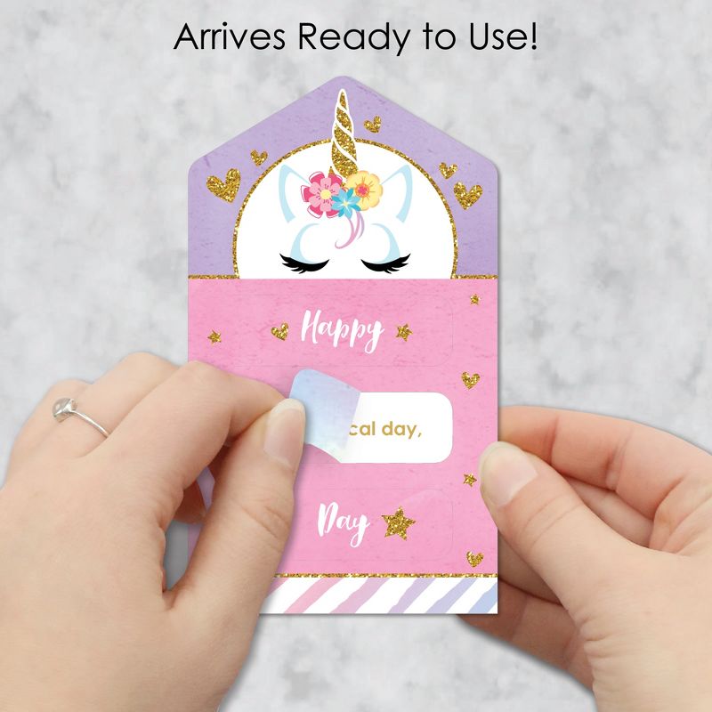 Big Dot of Happiness Rainbow Unicorn - Magical Unicorn Cards for Kids - Happy Valentine's Day Pull Tabs - Set of 12, 3 of 8