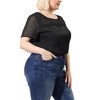 Agnes Orinda Women's Plus Size Contrast Panel Dots Lace Summer Short Sleeve Blouses - 2 of 4