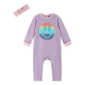 Andy & Evan  Infant  Long Sleeve Romper w/Smiley Graphic - 1 of 4