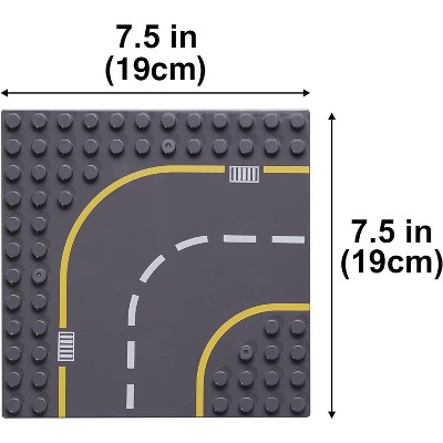 Large Gray Plastic Building Block Road Baseplates Set - 8 Pieces