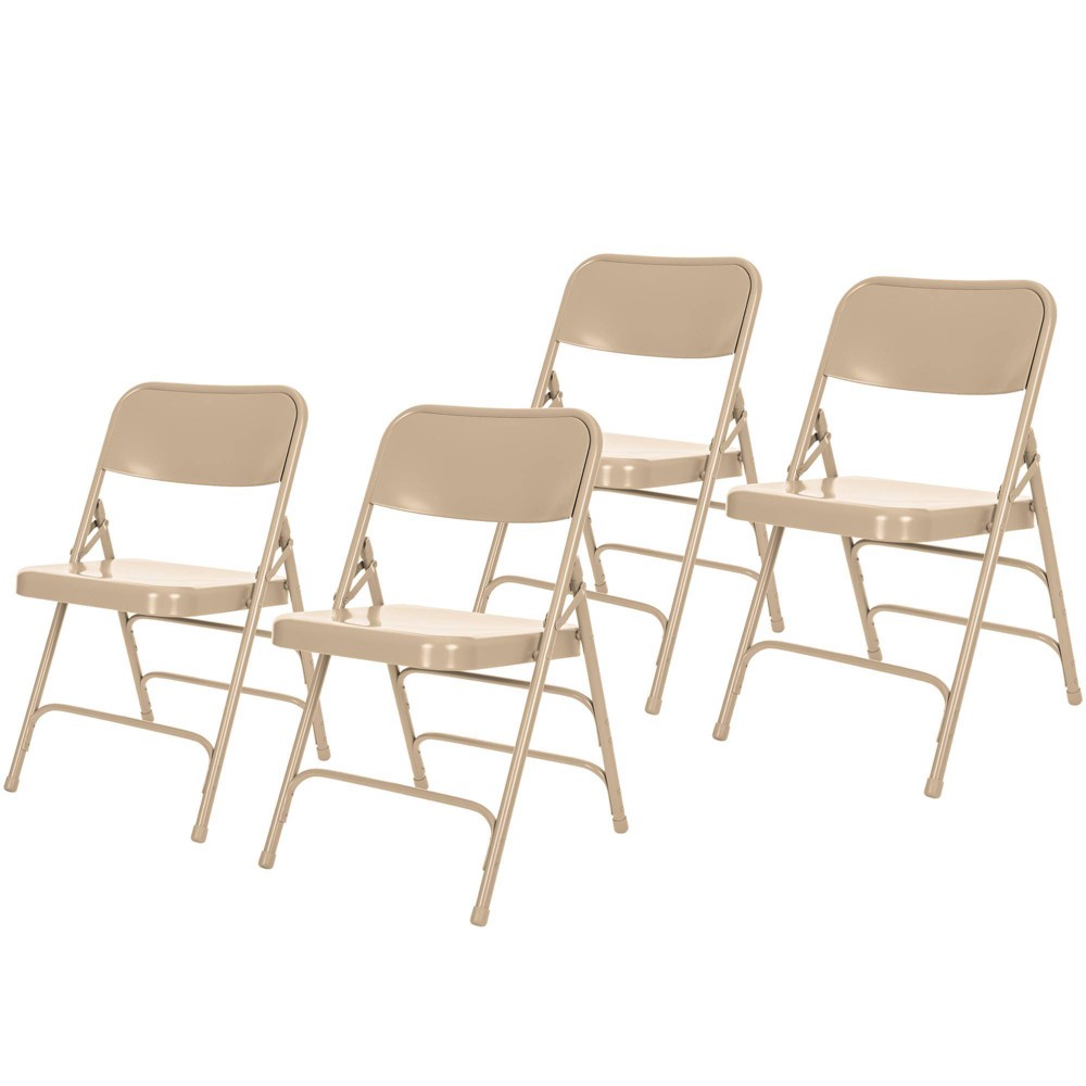 Photos - Computer Chair Set of 4 Deluxe All Steel Triple Brace Folding Chairs Beige - Hampden Furn