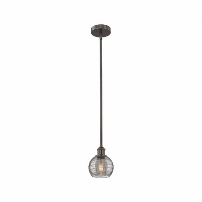 Athens Deco Swirl - 1 Light Stem Hung Mini Pendant In Industrial Style-7.63 Inches Tall and 5.88 Inches Wide