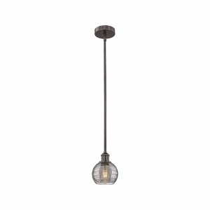 Athens Deco Swirl - 1 Light Stem Hung Mini Pendant In Industrial Style-7.63 Inches Tall and 5.88 Inches Wide - 1 of 1