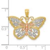 Black Bow Jewelry 14k Yellow Gold with White & Rose Rhodium 26mm Butterfly Pendant - 3 of 4