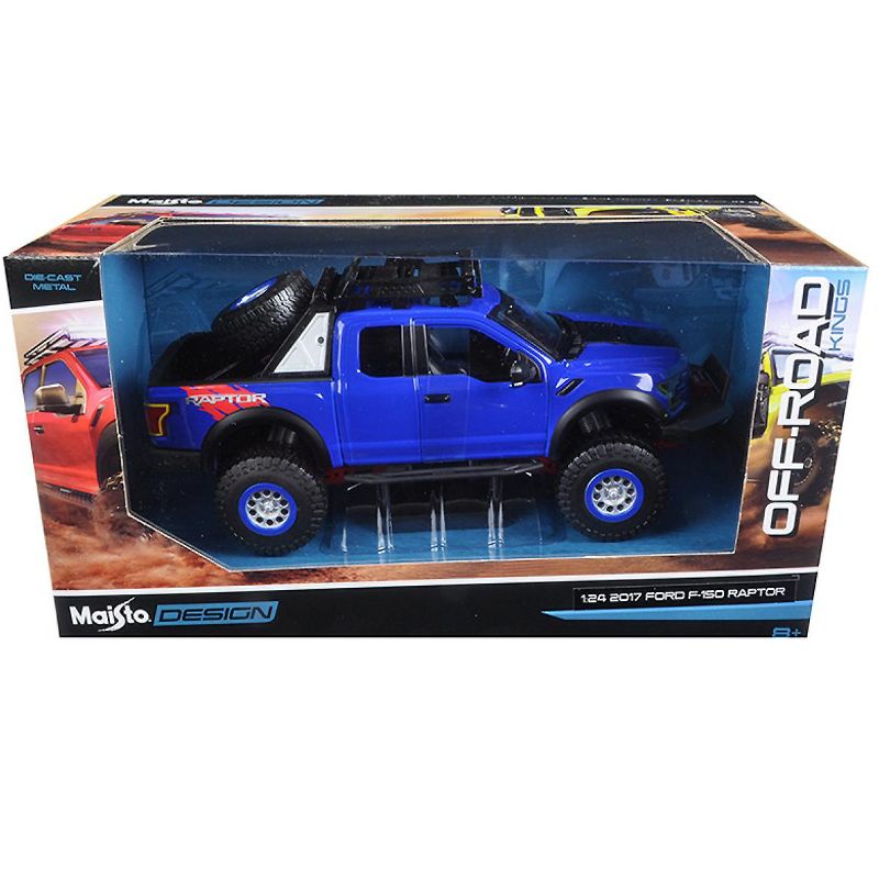 2017 Ford F-150 Raptor Pickup Truck Blue Off Road Kings 1/24 Diecast Model Car by Maisto, 4 of 5
