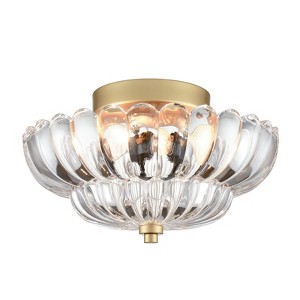 Claxy 3-light Modern Gold Metal with Scalloped Clear Glass Semi Flush Mount Ceiling Light for Living Room - 1 of 4
