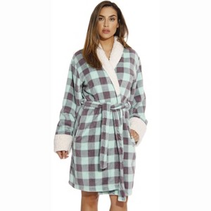Just Love Womens Plush Printed Plaid Robe | Ladies Bathrobe - 1 of 3