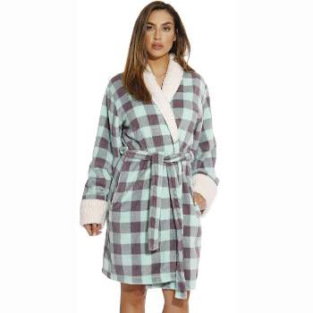 Just Love Womens Plush Printed Plaid Robe | Ladies Bathrobe