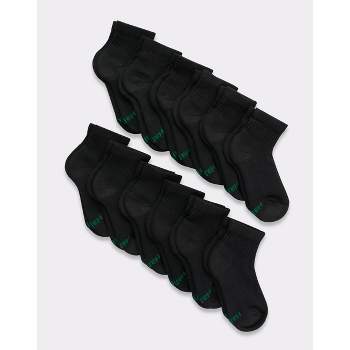 Hanes Boys' 12pk Cushioned Ankle Athletic Socks - Black L