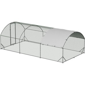 9.8x6.5x6.5FT Walk-in Galvanized Chicken Coop, Heavy-Duty Poultry Run with Lockable Door, Waterproof UV Cover for Chickens, Ducks, Rabbits Outdoor - 1 of 4