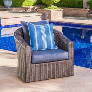 Christopher Knight Home Darius Outdoor Wicker Swivel Club Chair with Cushions - 1 of 4