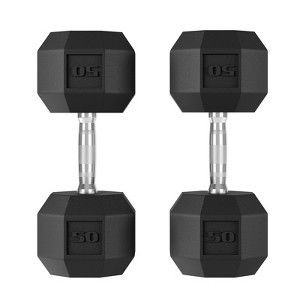 ODK PVC Encased HEX Dumbbell Set of 2, Exercises & Fitness Free Weights Dumbbells Set for Women & Men, Hand Weight for Strength Training, Black - 1 of 4