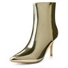Perphy Women's Mirror Leather Pointy Toe Zipper Stiletto Heels Ankle Boots - 2 of 4
