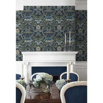 Denim & Sage Acanthus Floral Peel and Stick Wallpaper