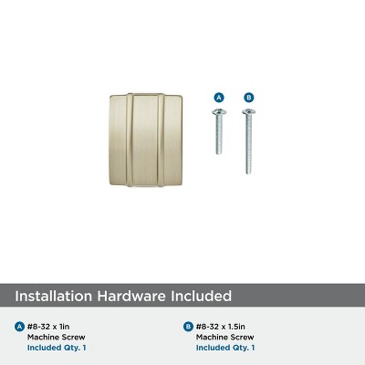 Golden Champagne Modern Rectangular Cabinet Knob with Mounting Hardware