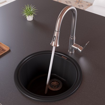 ALFI Brushed Nickel Gooseneck Pull Down Kitchen Faucet