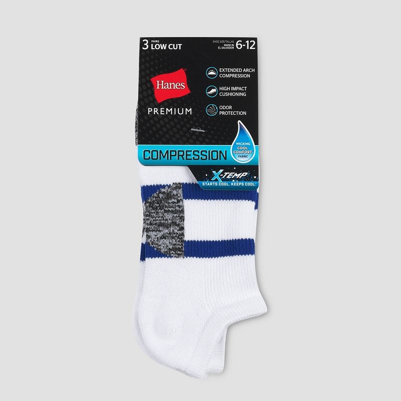 Hanes Premium Men's Compression No Show Socks 3pk - 6-12, 3 of 4
