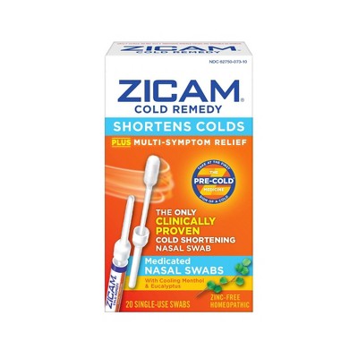 Zicam Cold Remedy Nasal Swabs - Cooling Menthol & Eucalyptus - 20ct