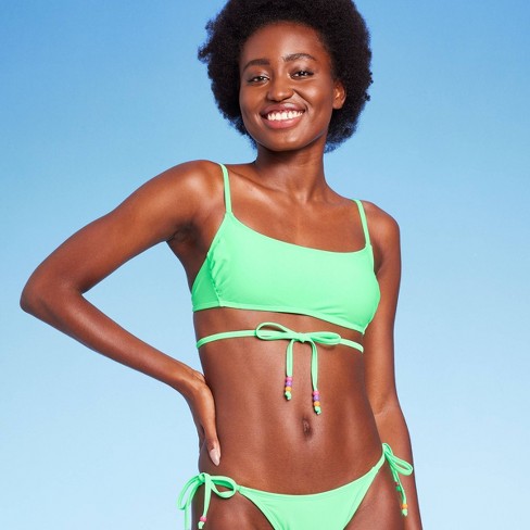 brandwond nooit opzettelijk Women's Beaded Wrap Bralette Bikini Top - Wild Fable™ Mint Green S : Target
