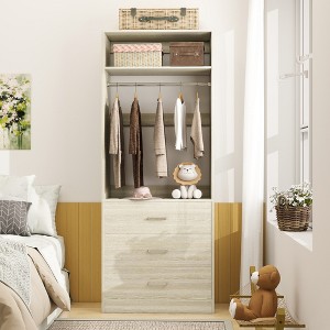 Aheaplus Freestanding 24" Closet System with 3 Wood Drawers - 1 of 4