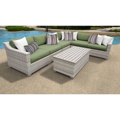 Fairmont 7pc Patio Sectional Seating Set with Cushions - Cilantro - TK Classics