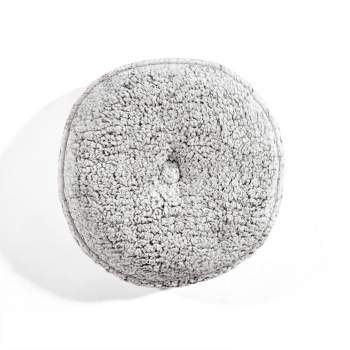 15" Soft Faux Shearling Round Throw Pillow with Button - Lush Décor