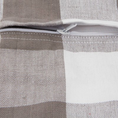 Gray and White Cotton Polyester Euro Gingham Check Pillowcase Set