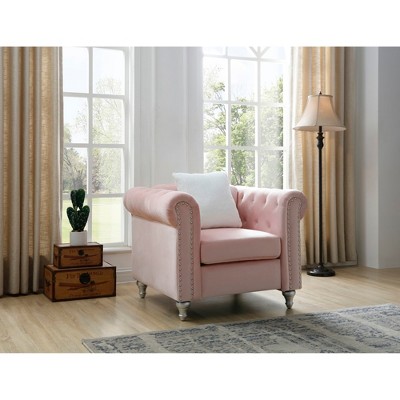 Upholstered Elegant Armchair with Round Arms, Comfortable Seating and Easy Assembly for Living Room