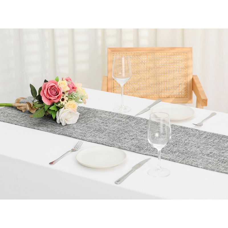 Unique Bargains Daily Home Decoration Long Faux Linen Table Runner Solid Color 1 Pack, 2 of 6