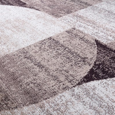 Modern Geometric Brown Synthetic 5' x 7' Area Rug