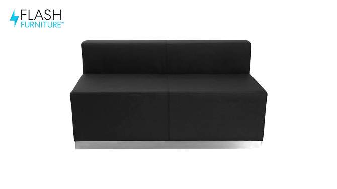 Flash Furniture HERCULES Alon Series LeatherSoft Loveseat with Brushed Stainless Steel Base, 2 of 7, play video