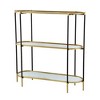 Tier Black & Gold Metal Console Table with Mirrored Shelves, Modern Entryway & Living Room Table - 3 of 4