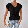Coolmee Women Summer Casual Shirt Short Sleeve Round Neck T Shirt Front Twist Cap Sleeve Tunic Tops Loose Fitted Shirt - 2 of 2