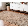Beige And Brown Floral Medallion Area Rug With Fringe - 2 of 4