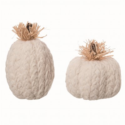 Transpac Foam White Harvest Cozy Pumpkins Set of 2