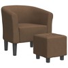 VidaXL Tub Chair with Footstool Brown Fabric - 2 of 4