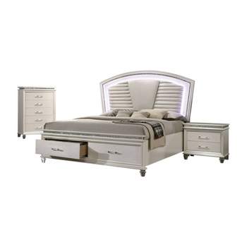 Avest White Glam Mother of Pearl Decorative 2-Piece Tray Set - Bed