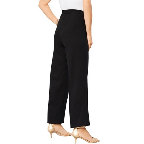 Roaman's Women's Plus Size Tall Wide-Leg Bend Over® Pant, 18 T - Black