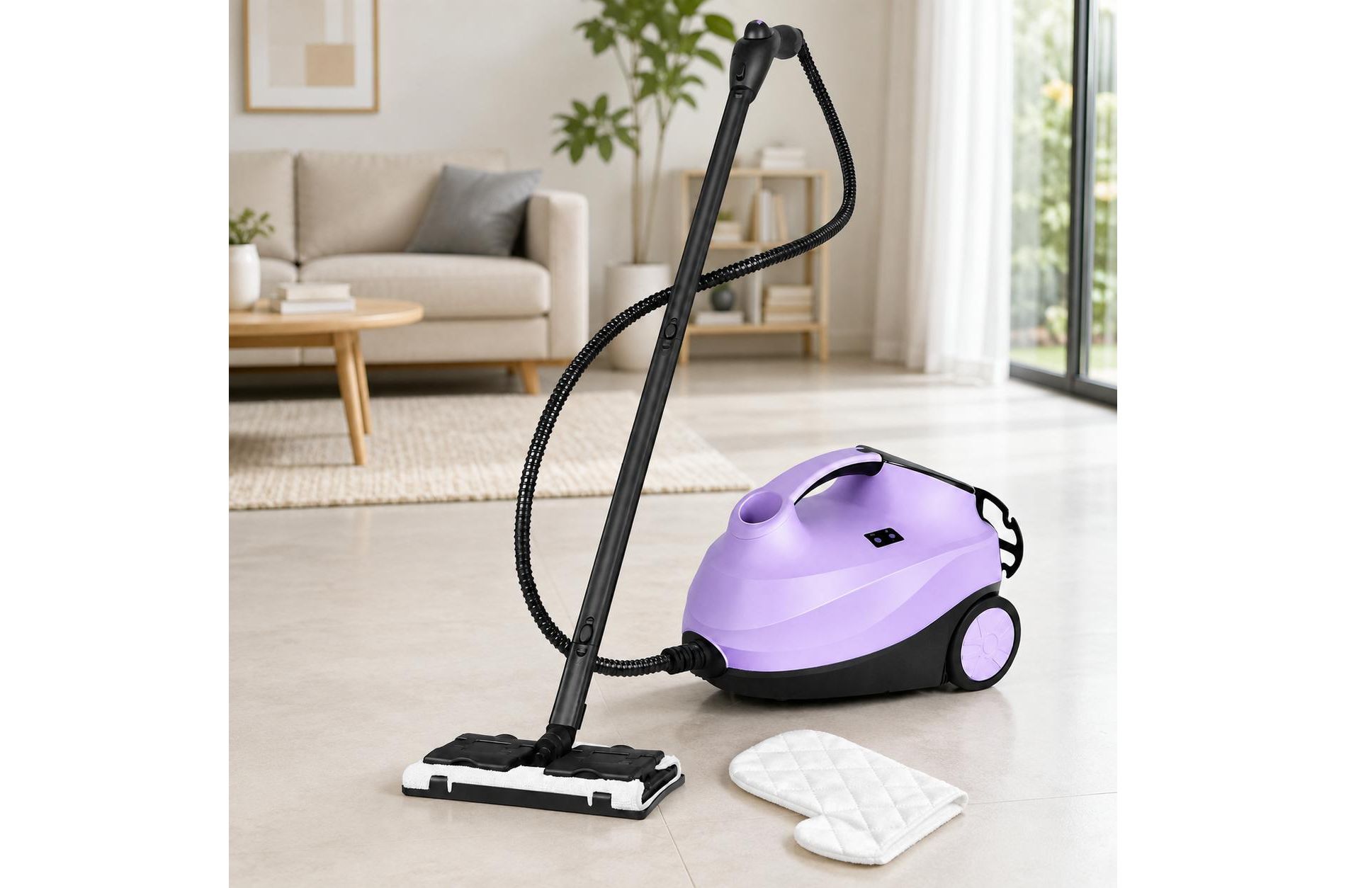 2000W Heavy Duty Steam Cleaner Mop with Detachable Handheld Unit, 19 Accessories, Purple