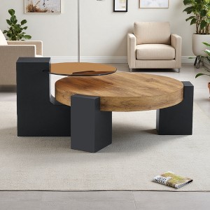 Round 2-Tier Coffee Table with Detachable Legs - 1 of 4