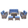 Gymojoy 10 Pieces Outdoor 6 Inch Sofa Swivel Chair Ottoman with Fire Pit Table - 2 of 4