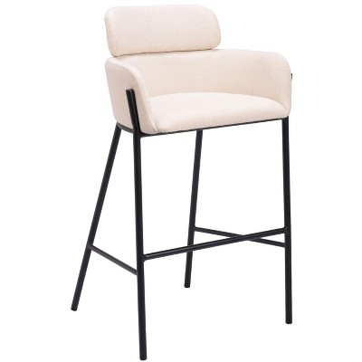 Beige Fabric Barstool with Powder Coated Steel Frame, 40" H Comfort Seating for Home & Bar – Zuo Modern