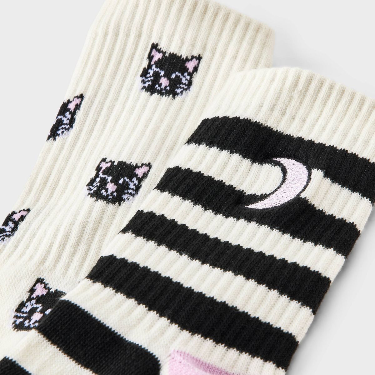 Girls' 2pk Halloween Moon & Black Cat Socks - Cat & Jack™ - thumbnail 3