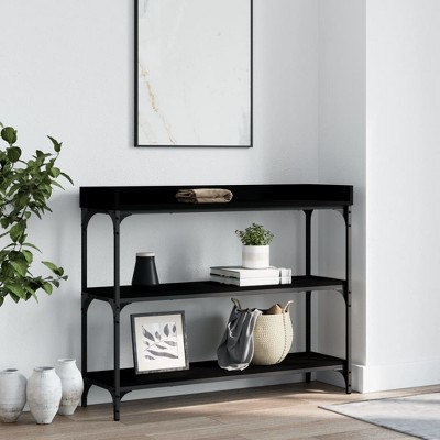 vidaXL Console Table with Shelves Black 39.4 in.x11.8 in.x31.5 in.
