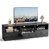 Black TV Stand, Up to 80 Inch TVs, 70-Inch Media Center with Open Shelves and 3 Storage Drawers, Mid Century Modern Entertainment Center - 3 of 4