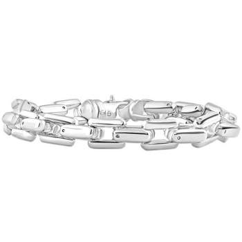 Men's Crucible Stainless Steel Beveled Curb Chain Bracelet (11mm) - Silver  (8.5)