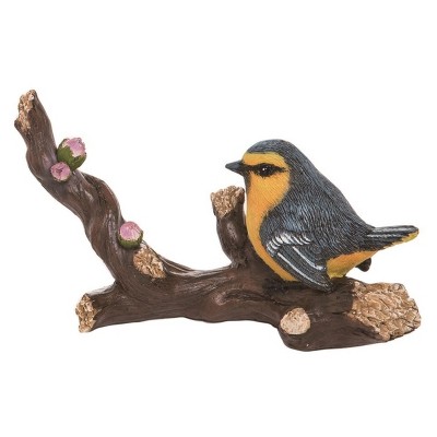 Transpac Resin 7 in. Brown Spring Yellow Belly Bird Figurine